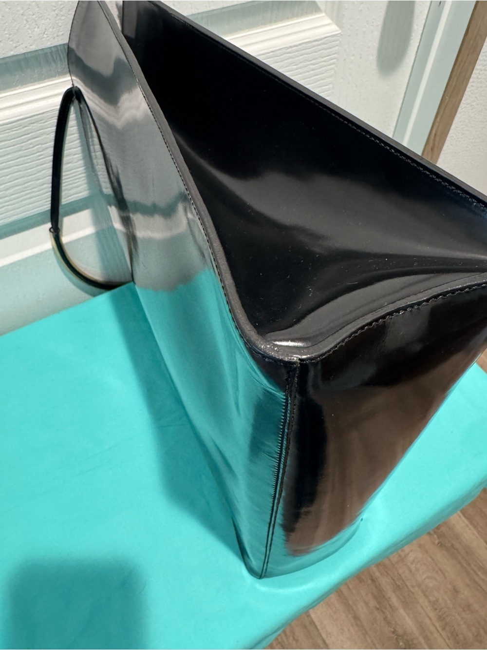 Salvatore Ferragamo Glossy Black Patent Tote with Matching Pouch - Picture 7 of 13